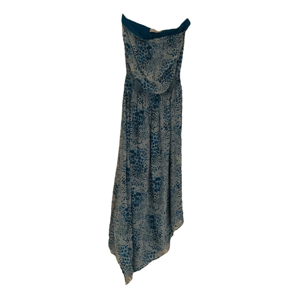 Ramy Brook Elegant Blue Patterned Strapless Dress